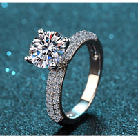 4 Prongs Solitaire Moissnite Engagement Rings Front Stand