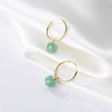 Small Emerald Drop Hoop Earrings