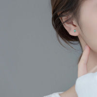 Screw back Emerald Rectangle Studs Earrings -ESB003