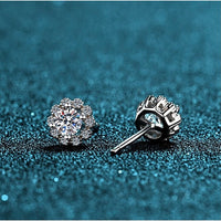 Moissanite Diamonds Studs Earrings; Classic Solitaire Flower earrings