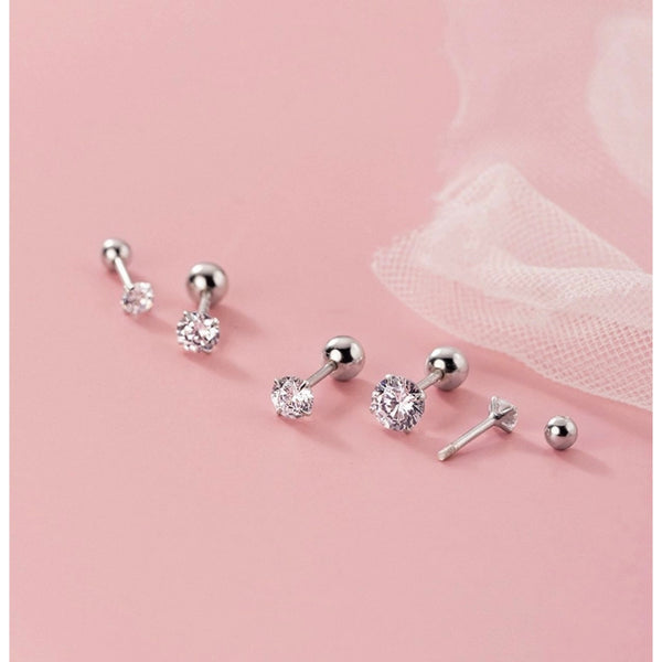 Solitaire CZ Screw back Studs Earrings -ESB006