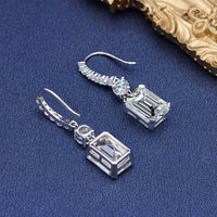 Brilliant Simulated Diamonds Earrings-Emerald Cut