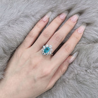 Vintage Pale Blue Simulated Diamonds Engagement Ring