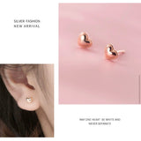 Rose Gold Heart Stud Earrings-SS008