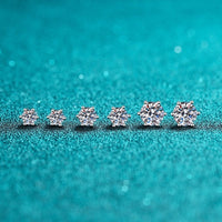 Moissanite Diamonds Studs Earrings; Classic Solitaire Six Prongs Diamonds