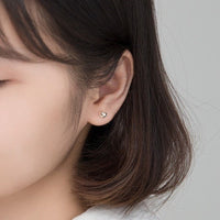 Rose Gold Heart Stud Earrings-SS008