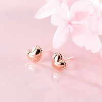 Rose Gold Heart Stud Earrings-SS008