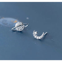 Planet Star Stud Earrings-Moon Crescent-Asymmetry Studs-SS041