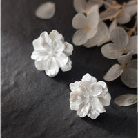 Giant Milk White Flower Earrings