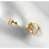 Flower Small Hoop Huggie Earrings-SH028