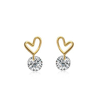 Tiny Heart Drop Stud Earrings