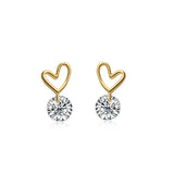 Tiny Heart Drop Stud Earrings