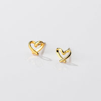 Tiny Heart Stud Earrings-Finger Heart Emoji Earrings
