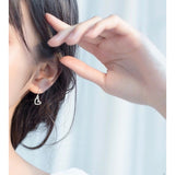 Solid Silver Matte Hollow out Heart Hook Earrings