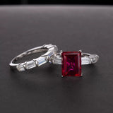 Diamonds Engagement Ring Set-Statement rings-Wedding Bride Ring Set