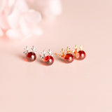 Small Ruby Red Nose Reindeer Studs Earrings- Reindeer Stud-EOS006