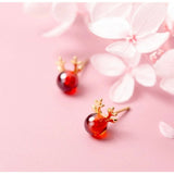 Small Ruby Red Nose Reindeer Studs Earrings- Reindeer Stud-EOS006