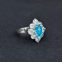 Vintage Pale Blue Simulated Diamonds Engagement Ring