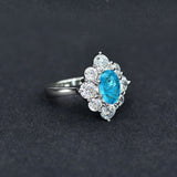 Vintage Pale Blue Simulated Diamonds Engagement Ring