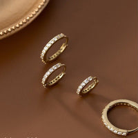 CZ Paved diamonds Huggies Hoop Earrings