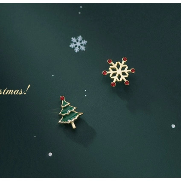Christmas Asymmetry Small Stud Earrings-SS043
