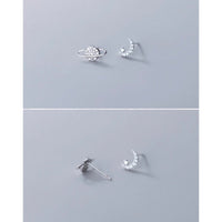 Planet Star Stud Earrings-Moon Crescent-Asymmetry Studs-SS041