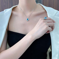 Vintage Pale Blue Simulated Diamonds Engagement Ring