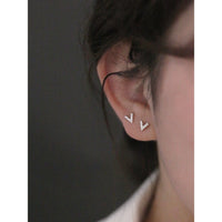 Dainty Letter V shape Stud Earrings-ECZ011