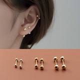 Screw back Solid Silver Two Balls Studs Earrings