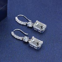 Brilliant Simulated Diamonds Earrings-Emerald Cut