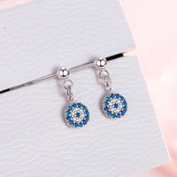 Silver Evil Eye Dangle Earrings