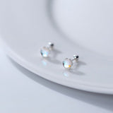 Solitaire Moonstone Small Screw back Studs Earrings