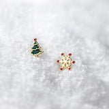 Christmas Asymmetry Small Stud Earrings