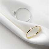 Small Solitaire CZ Silver Slim Band Rings