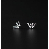 Dainty W Shape W Letter Solid Silver Studs Earrings