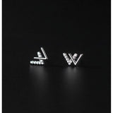 Dainty W Shape W Letter Solid Silver Studs Earrings