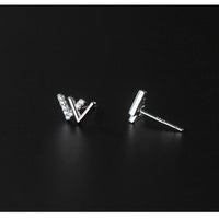 Dainty W Shape W Letter Solid Silver Studs Earrings