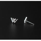 Dainty W Shape W Letter Solid Silver Studs Earrings