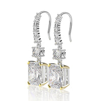 Yellow Canary Simulated Diamonds Earrings-Radiant Cut Rectangle Lab Diamonds