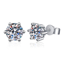 Moissanite Diamonds Studs Earrings; Classic Solitaire Six Prongs Diamonds