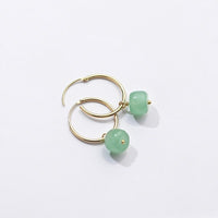 Small Emerald Drop Hoop Earrings