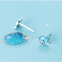 Blue Planets Studs Earrings