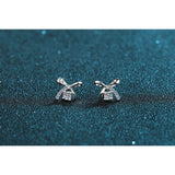 Moissanite Diamonds Studs Earrings; Miniature bow shape studs;