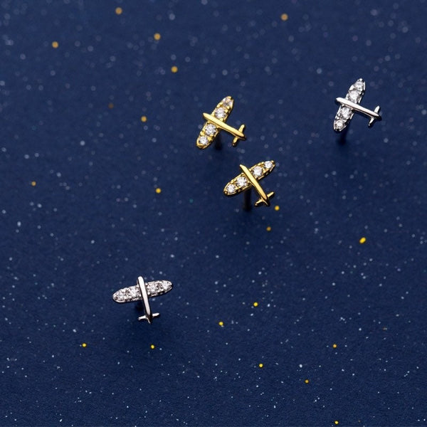 Mini Airplane Stud Earrings-ECZ010