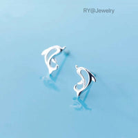 Tiny Dolphin Hollow out Studs Earrings