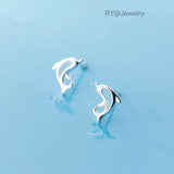 Tiny Dolphin Hollow out Studs Earrings