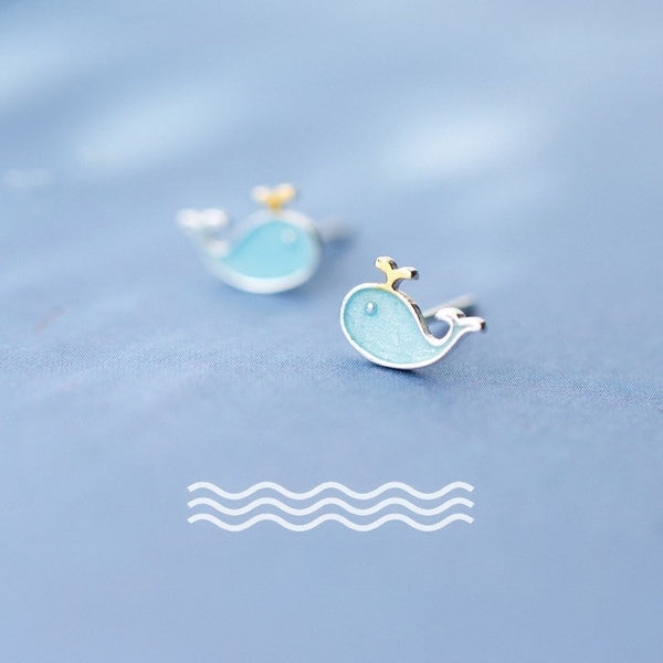 Small Marine Animals Dolphin Studs Earrings