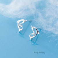Tiny Dolphin Hollow out Studs Earrings