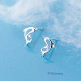 Tiny Dolphin Hollow out Studs Earrings