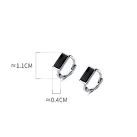 Solid Silver Black Huggie Hoop Earrings-SH043